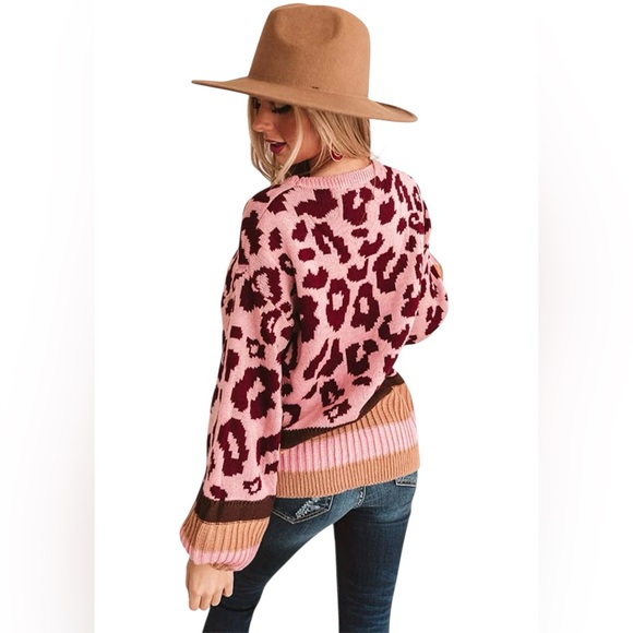 Umgee USA Multicolor Leopard Print Sweater Size: M - Picture 3 of 5